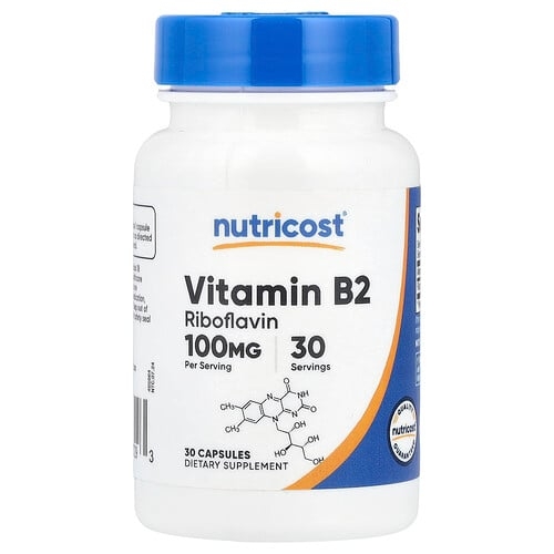 뉴트리코스트 Nutricost, 비타민B2, 100mg, 캡슐 30정 상세 이미지