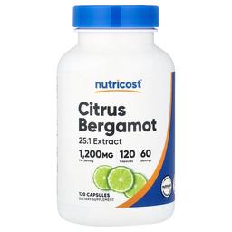뉴트리코스트 Nutricost, 시트러스 베르가모트, 캡슐 120정(캡슐 1정당 600mg)