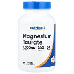 뉴트리코스트 Nutricost, 마그네슘타우레이트, 캡슐 240정(캡슐 1정당 500mg)