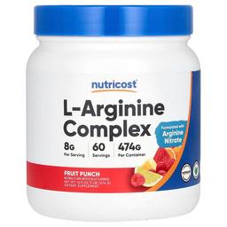 뉴트리코스트 Nutricost, L-아르기닌 복합체, 과일 펀치, 474g(16.9oz)