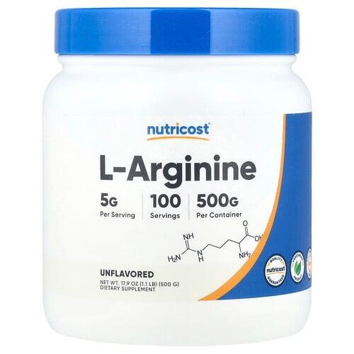 뉴트리코스트 Nutricost, L-알지닌, 무맛, 500g(17.9oz) 상품 이미지