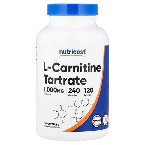 뉴트리코스트 Nutricost, L-카르니틴 타르타르산염, 캡슐 240정(캡슐 1정당 500mg) 상품 이미지