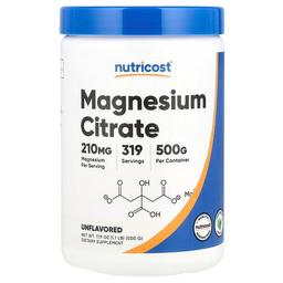 뉴트리코스트 Nutricost, 마그네슘시트레이트, 무맛, 210mg, 500g(17.9oz)