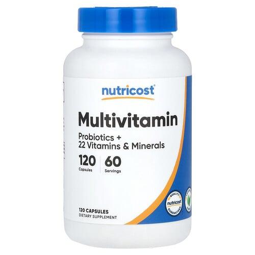 뉴트리코스트 Nutricost, 종합비타민, 프로바이오틱 + 22가지 비타민 및 미네랄, 캡슐 120정 상품 이미지
