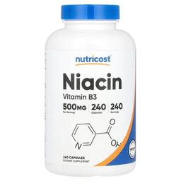 뉴트리코스트 Nutricost, 니아신, 500mg, 캡슐 240정