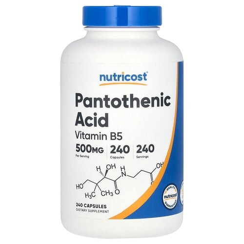 뉴트리코스트 Nutricost, 판토텐산, 비타민B5, 500mg, 캡슐 240정 상세 이미지