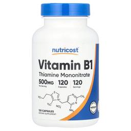 뉴트리코스트 Nutricost, 비타민B1, 500mg, 캡슐 120정