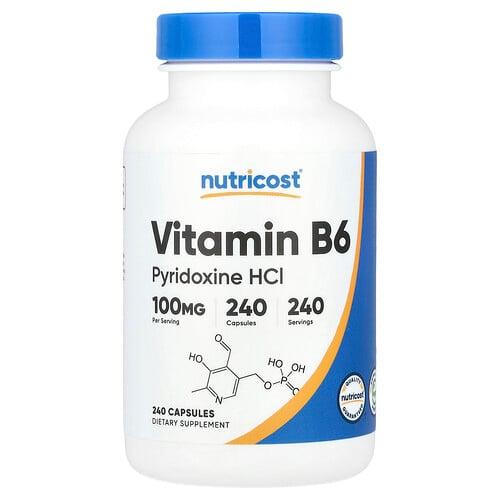 뉴트리코스트 Nutricost, 비타민B6, 100mg, 캡슐 240정 상품 이미지