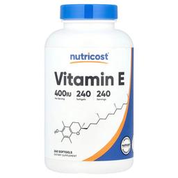 뉴트리코스트 Nutricost, 비타민E, 180mg(400IU), 소프트젤 240정
