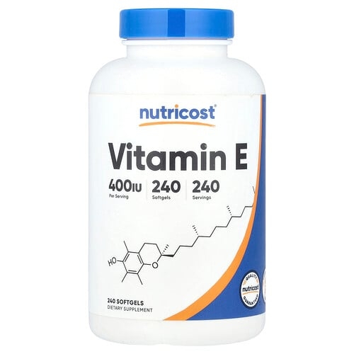 뉴트리코스트 Nutricost, 비타민E, 180mg(400IU), 소프트젤 240정 상세 이미지
