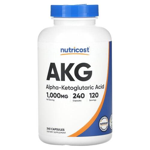 뉴트리코스트 Nutricost, AKG(알파-케토글루타르산), 캡슐 240정(캡슐 1정당 500mg) 상품 이미지