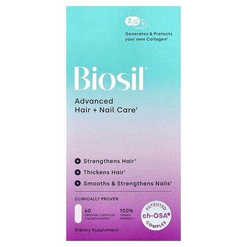 바이오실 Biosil, 고급 헤어 + 네일 케어 + 비오틴, 오리지널 캡슐 60정 상품 이미지