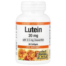네츄럴 펙터스 Natural Factors, 루테인, 20mg, 소프트젤 60정