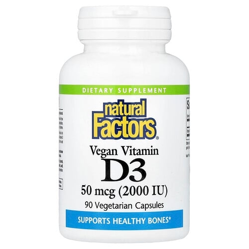 네츄럴 펙터스 Natural Factors, 비건 비타민D3, 50mcg(2,000IU), 베지 캡슐 90정 상세 이미지