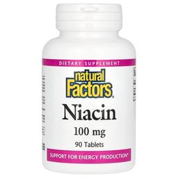 네츄럴 펙터스 Natural Factors, 니아신, 100mg, 90정