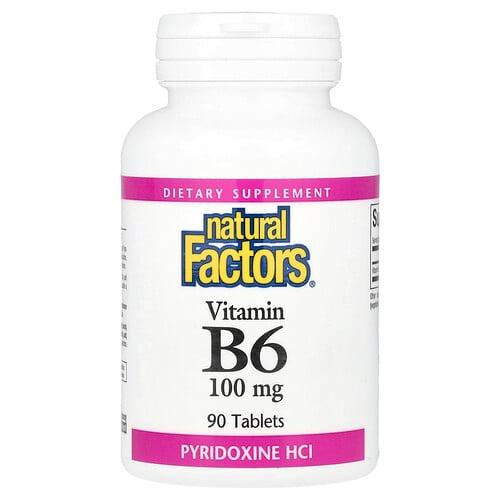 네츄럴 펙터스 Natural Factors, 비타민B6, 100mg, 90정 상품 이미지