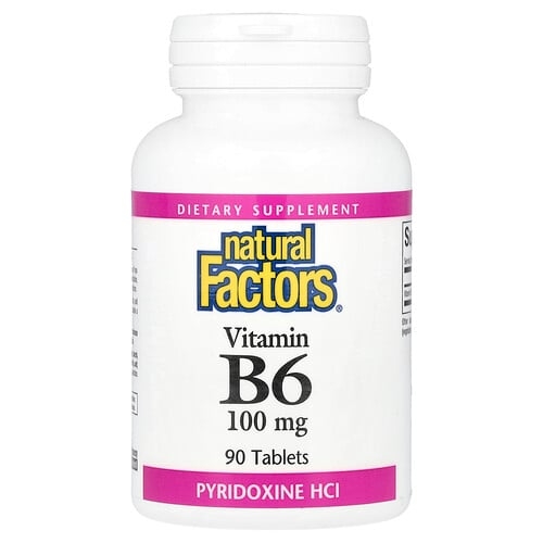 네츄럴 펙터스 Natural Factors, 비타민B6, 100mg, 90정 상세 이미지
