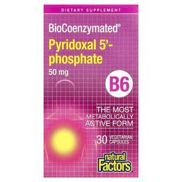 네츄럴 펙터스 Natural Factors, BioCoenzymated®, B6, 피리독살 5'-인산염, 50mg, 베지 캡슐 30정