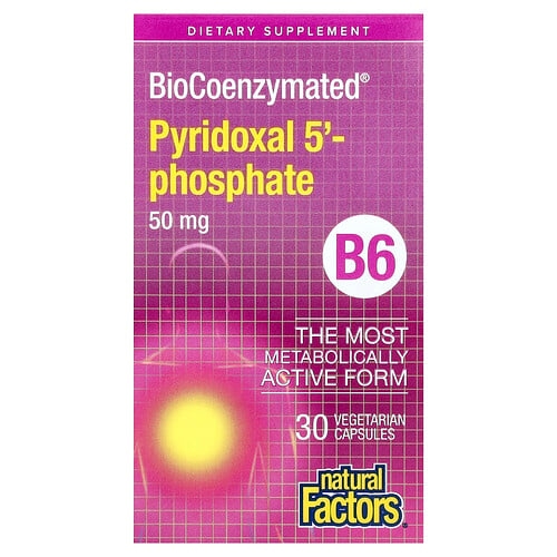 네츄럴 펙터스 Natural Factors, BioCoenzymated®, B6, 피리독살 5'-인산염, 50mg, 베지 캡슐 30정 상세 이미지