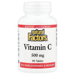 네츄럴 펙터스 Natural Factors, 비타민C, 500mg, 90정