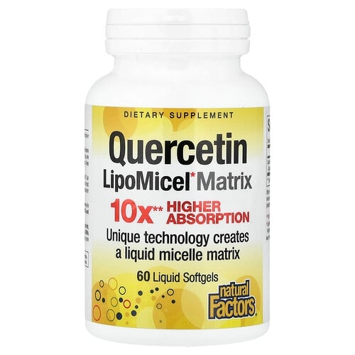 네츄럴 펙터스 Natural Factors, 퀘르세틴 LipoMicel 매트릭스, 250mg, 액상 소프트젤 60정 상세 이미지