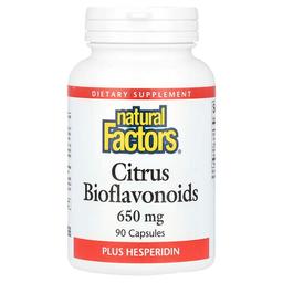 네츄럴 펙터스 Natural Factors, 헤스피리딘 함유 시트러스 바이오플라보노이드, 650mg, 캡슐 90정