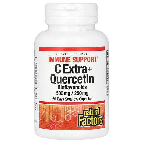 네츄럴 펙터스 Natural Factors, C 엑스트라 + 퀘르세틴, 500mg/250mg, 삼키기 쉬운 캡슐 60정 상품 이미지
