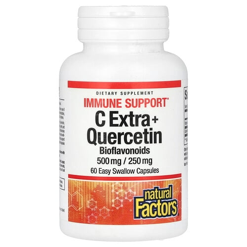 네츄럴 펙터스 Natural Factors, C 엑스트라 + 퀘르세틴, 500mg/250mg, 삼키기 쉬운 캡슐 60정 상세 이미지