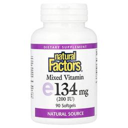 네츄럴 펙터스 Natural Factors, 혼합 비타민E, 134mg(200IU), 소프트젤 90정