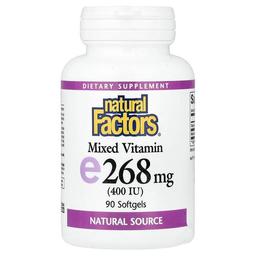 네츄럴 펙터스 Natural Factors, 혼합 비타민E, 268mg(400IU), 소프트젤 90정