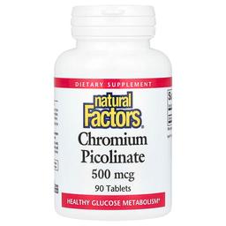 네츄럴 펙터스 Natural Factors, 피콜린산크로뮴, 500mcg, 90정