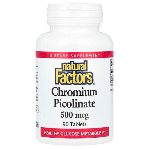 네츄럴 펙터스 Natural Factors, 피콜린산크로뮴, 500mcg, 90정 상품 이미지