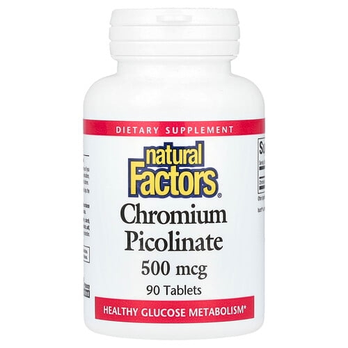 네츄럴 펙터스 Natural Factors, 피콜린산크로뮴, 500mcg, 90정 상세 이미지