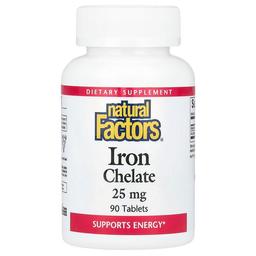 네츄럴 펙터스 Natural Factors, 철분 킬레이트, 25mg, 90정
