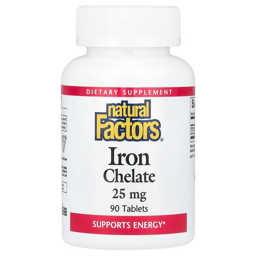 네츄럴 펙터스 Natural Factors, 철분 킬레이트, 25mg, 90정 상품 이미지