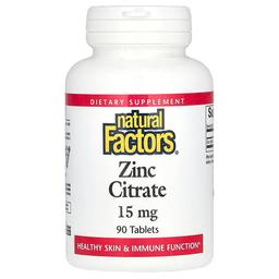 네츄럴 펙터스 Natural Factors, 시트르산아연, 15mg, 90정