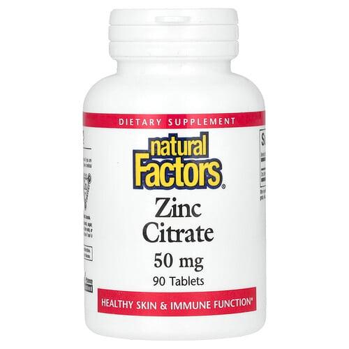 네츄럴 펙터스 Natural Factors, 구연산 아연, 50mg, 정제 90정 상품 이미지