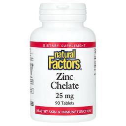 네츄럴 펙터스 Natural Factors, 아연 킬레이트, 25mg, 90정