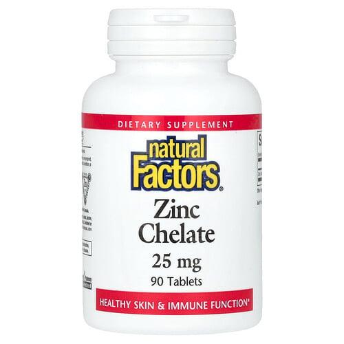 네츄럴 펙터스 Natural Factors, 아연 킬레이트, 25mg, 90정 상품 이미지