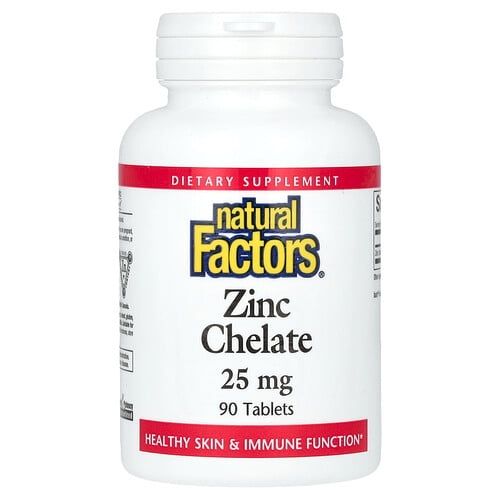 네츄럴 펙터스 Natural Factors, 아연 킬레이트, 25mg, 90정 상세 이미지