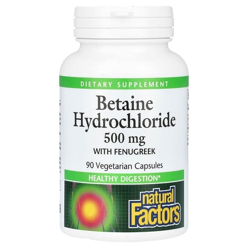 네츄럴 펙터스 Natural Factors, 베타인 염산염 호로파 함유, 500mg, 베지 캡슐 90정 상세 이미지