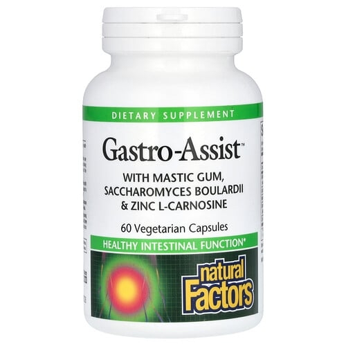 네츄럴 펙터스 Natural Factors, Gastro-Assist™, 매스틱 검, 사카로미세스 보울라디 및 아연 L-카르노신 함유, 베지 캡슐 60정 상세 이미지