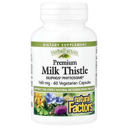 네츄럴 펙터스 Natural Factors, Herbal Factors®, 프리미엄 밀크시슬, 160mg, 베지 캡슐 60정