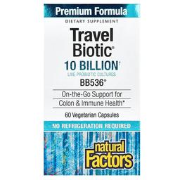 네츄럴 펙터스 Natural Factors, Travel Biotic, BB536, 100억CFU, 베지 캡슐 60정