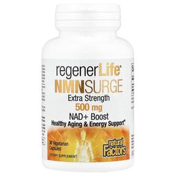 네츄럴 펙터스 Natural Factors, RegenerLife®, NMN Serge, 500mg, 베지 캡슐 30정