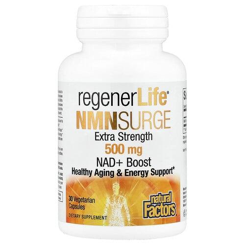 네츄럴 펙터스 Natural Factors, RegenerLife®, NMN Serge, 500mg, 베지 캡슐 30정 상품 이미지