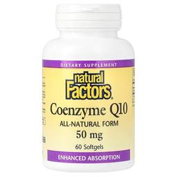 네츄럴 펙터스 Natural Factors, 코엔자임 Q10, 50mg, 소프트젤 60정