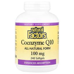 네츄럴 펙터스 Natural Factors, 코엔자임 Q10, 100mg, 소프트젤 240정