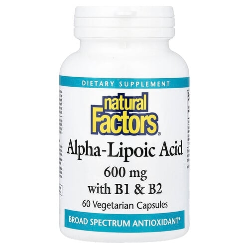 네츄럴 펙터스 Natural Factors, 알파리포산, B1 및 B2 함유, 베지 캡슐 60정 상세 이미지