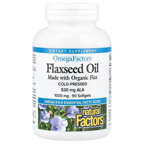 네츄럴 펙터스 Natural Factors, 아마씨 오일, 1,000mg, 소프트젤 90정 상품 이미지